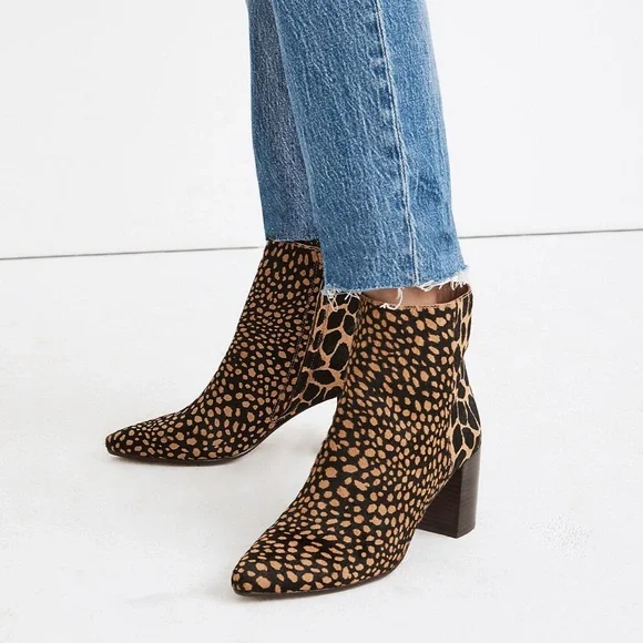 Madewell The Fiona Boot – Leather Pointed-Toe Ankle Boots With Side Zip & Block Heel